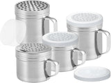 2 Stainless Steel Salt & Pepper Dredge 14 ounce Metal Parmesan Cheese Shaker (Large V1259-DP01-F-548