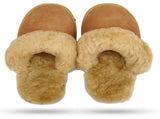 Sheepskin Wool Womens Slippers Scuffs Slip On Winter Ugg Slippers in Chestnut V563-BR-SHEEPSCUFFS-CNTFR-5