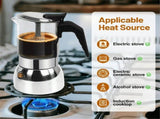 9 Cup Glass Clear Moka Pot Thickened Stainless Steel Stovetop Espresso Maker Italian Coffee Machine V1370-AZ4-10271