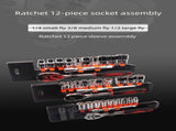 12 Piece 1/2 Inch Drive Ratchet and Metric Socket Wrench Set Heavy Duty Mechanics Tool Kit for V888-ELOSUNG44517