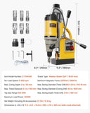 Magnetic Drill 1400W 2878 lbf Mag Drill Press 2 in Boring Diameter 6 Bits Yellow V952-CLZJP6JT50MM91ULEV3