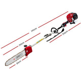 Giantz 65CC Pole Chainsaw 12in Chain Saw Petrol 4.3m Long Reach PCAW-SXFV-RD