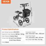Folding Knee Scooter, Carbon Steel Steerable Knee Walker with Height-Adjustable Handlebar & Knee V952-XGZXQQ10H8SXT3HJ5V0