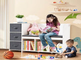 Kids Reading Nook Bench, Toddler Bookshelf and Bookcase with Detachable Seat Cushion, 6-Cubby V952-CGKETCWDZJBCNS6NYV0