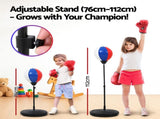 Everfit Kids Punching Bag Stand Set Adjustable 76-112cm with Gloves & Pump BOXING-A-KID-BL