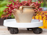 Flower Pot Tray Wheels Round Shape Removable Rotating Wheels Plant Stand for Balcony White 40 V1294-YM0706-3111230247712