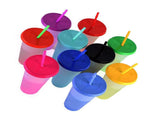 20pcs Color Changing Straw Cups Professional Innovative Food Grade PP Plastic Reusable Cups with V1294-YM0901-3118240153411