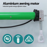 Instahut Retractable Folding Arm Awning Motorised Sunshade 3Mx2.5M Green White AWN-B-ARM-REMOTE-30X25-GNWH