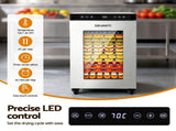Devanti Food Dehydrator Stainless Steel Fruit Dryer 16 Tray Silver FD-E-500R-16T-SS