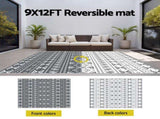Gardeon Outdoor Rugs 274x366cm Large Carpet Reversible Area Mat PP Dual-Sided Patio Rug Bohemian OR-9X12FT-ARGYLE-GY