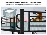 Kingston Slumber 2in1 Single Metal Bunk Bed Frame, with Modular Design, Dark Matte Grey V219-BEDSBBKS01MA