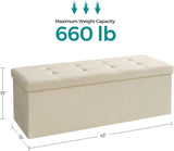 SONGMICS 109cm Folding Storage Ottoman Bench Beige V227-8498402101143