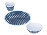 3 Piece Set of Salad Tableware Fruit Snack Plate Bowl and Cup Set Salad TablewareDark Blue Dots V1294-YM0523-3118210289911