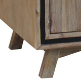 TV Cabinet with 2 Storage Drawers Cabinet Solid Acacia Wooden Entertainment Unit in Sliver Bruch V43-TVC-SSH