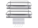 Bathroom Wall Organizer Rustproof Adhesive Carbon Steel Shower Shelves with Hooks for Toilet Kitchen V1294-YM0901-3112230064611