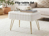 Artiss Storage Ottoman Vanity Foot Stool White FS-D-TED01-WH