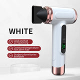White Wireless Hair Dryer with Cold & Hot Air, Portable Large-Capacity Rechargeable Ionic Dryer, V888-ELOSUNG13683