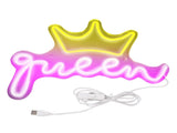 LED Neon Sign Bright USB Powered Decorative Crown Queen Wall Neon Light for Kids Room Bedroom Party V1294-YM0706-3119230136311