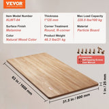 Table Top, 63" x 31.5" x 1", 220.5 lbs Load Capacity, Universal One-Piece Particle Board Desktop for V952-GZTZMBHB1608LLPZYV0