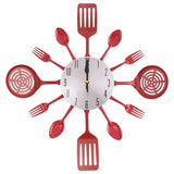 16 Inch Large Kitchen Wall Clocks with Spoons and Forks,3D Tableware Wall Clock Room Home V1370-AZ4-07582