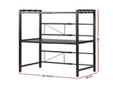 Artiss Kitchen Bakers Rack 40-60CMX78CM Metal Microwave Stand Black KR-MEL-2S-64-BK