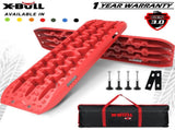 X-BULL 2PCS Recovery Tracks Snow Tracks Mud tracks 4WD With 4PC mounting bolts Red V211-AU-XBRT006