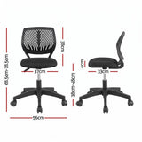 Artiss Ergonomic Office Chair Armless Study Chair Height Adjustable for Girls Boys Teens Black OCHAIR-M-1006-BK