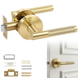 Champagne Gold Privacy Door Handle with Knob Indoor for Bedroom or Bathroom Heavy Duty Door Handle V1366-AZ2-W-14944