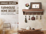 Wood Wall Key Holder with 5 Hooks and Shelf Brown, 35.6 cm V1237-ZY-818-273