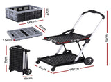 Artiss Shopping Trolley with Wheels 2 Layer w/1 Crate Foldable Trolley Grey SHOPC-JY-1B-GR
