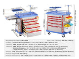 5 Tiers Lab Carts, Lab Utility Cart with 5 Drawers & 4 Silent Wheels, Mobile Medical Cart with PP V952-SYSTCECKFLS4VNN2DV3