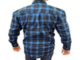 Mens Flannelette Long Sleeve Pullover Shirt 100% Cotton Flannel - Half Placket - Blue - 8XL V563-FS-HP22-48-8XL