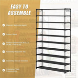 10 Tier Black Shoe Rack Metal Shoe Storage Organizer Rack 50-Pair Large Capacity V63-840551