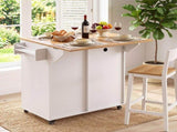 Artiss Kitchen Island Trolley Rolling Serving Cart Storage Drawer Cabinet 100cm FUR-V-KI-80-SLD-WH-AB