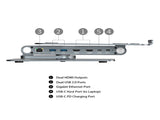 Simplecom CHT660 Adjustable Aluminium Laptop Stand with 6-Port USB-C Docking Station Dual 4K HDMI V28-SIMCHT660