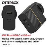 OtterBox 30W Dual Port Premium PD Fast Wall Charger - Black , Compact, Drop Tested, Safe & V1202-V2-MPAOBFCDPWCBLK
