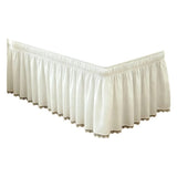 Twin XL Dorm Bed Skirt Extra Long Drop Elastic Wrap Around Dust Ruffle White Soft Fabric Machine V1369-AZ3-W-11057