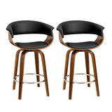 Artiss 2x Bar Stools Swivel PU Seat Wooden BA-TW-8201-BKX2