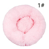 Calming Donut Pet Bed -Soft Faux Fur, Anti-Anxiety Fluffy Round Bed for Cats and Small Dogs V888-ELOSUNG10297
