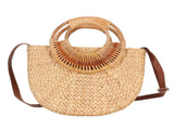 Women Rattan Bag Retro Fashion Small Semicircle Handwoven Straw Shoulder Bag Clutch Bag for Beach V1294-YM0710-3117230325111