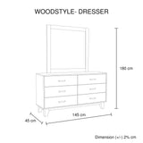 Dresser with 6 Storage Drawers in Solid Acacia With Mirror in Vintage Light Brown Colour V43-DRS-WDS