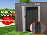 4ft x 8ft Garden Shed with Base Flat Roof Outdoor Storage - Grey GSF-BSW-48B-GY