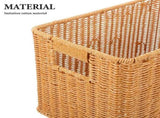 Rectangular Faux Rattan Storage Basket Khaki Narrow Space Saving Organizer for Home V1370-AZ4-14999