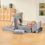 Modular Play Couch, Sectional Toddler Sofa with Armrests, 28D Sponge & Short Pile, Convertible V952-ZHETSF14JTHSOMUNU001V0