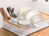 Dish Drainer Kitchen Monolayer Waterproof Cutlery Shelf Tabletop Utensil Storage Shelf White V1294-YM0703-3118230118611