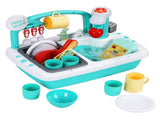 Keezi Kids Kitchen Play Set Play Pretend Sink Dishwasher Toys Green PLAY-SINK-CFL