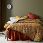 Accessorize Lisa Ochre Washed Cotton Printed Quilt Cover Set Queen V442-HIN-QUILTCS-LISA-OCHRE-QS