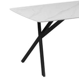 Dining Table Rectangular Shape White Sintered Stone Top Powder Coated Iron Legs V43-DT-ABBY