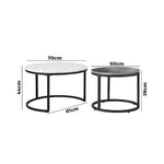 Set of 2 Coffee Table Round Marble Nesting Side End Table Furniture V63-848251