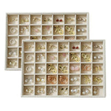 Large Velvet Jewelry Tray Display Drawer Inserts 2 Pack Stackable Jewelry Organizer for Earring V1107-107-05507-GRY-35GRIDS